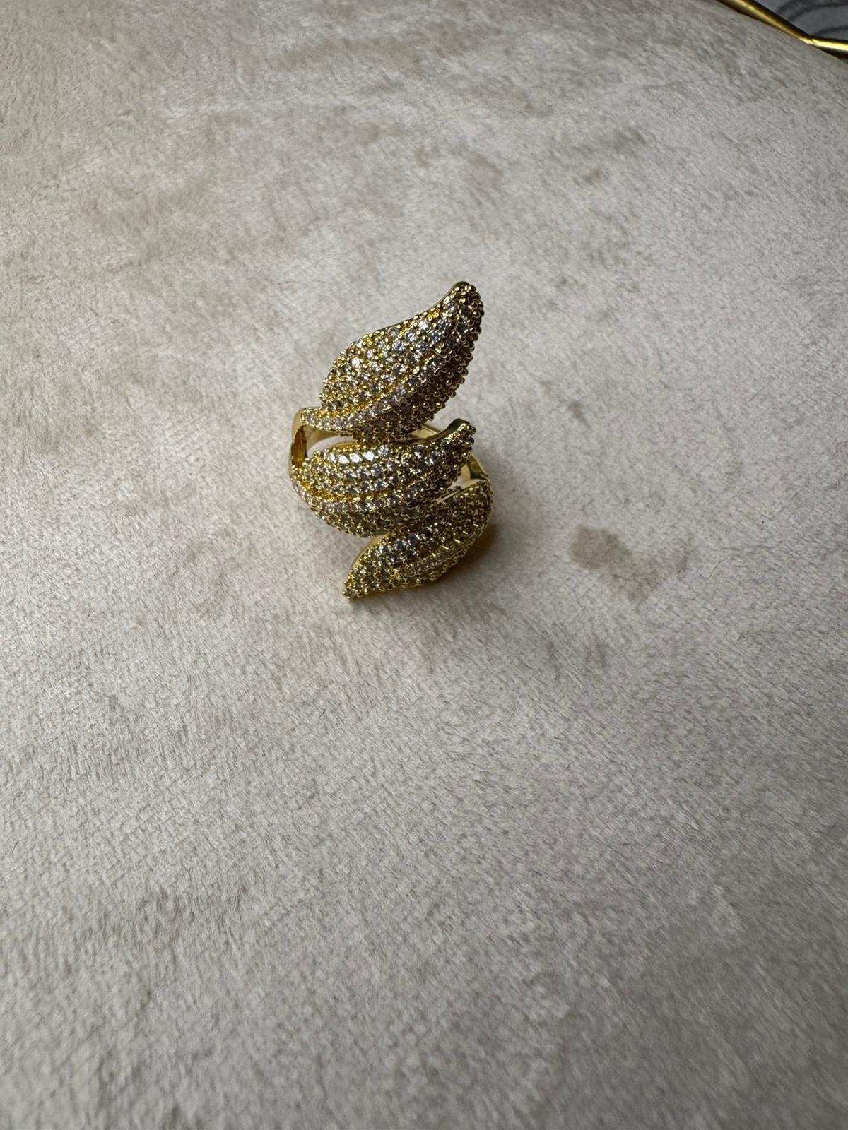 anello foglia -oro
